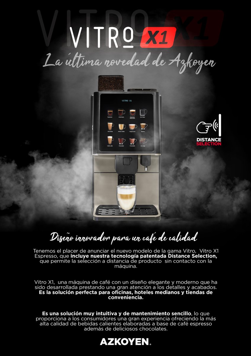 Tecnología y diseño innovador marcan la diferencia en la última novedad de Azkoyen: la Vitro X1, incorpora Distance Selection, para que los usuarios, además de disfrutar de la mejor calidad en bebidas calientes, puedan elegir sus productos sin contacto

↳ bit.ly/AzkoyenVitroX1