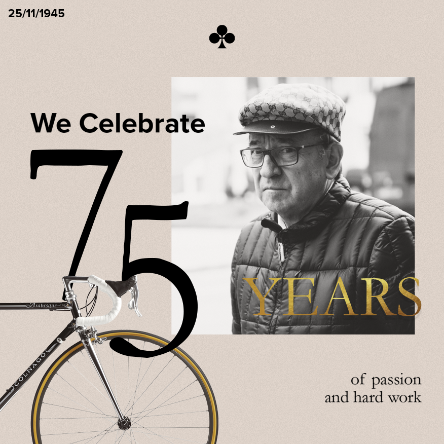 Colnagoworld's tweet photo. On November 25, 1945, at the age of 13, Ernesto Colnago did everything he could to start working as a welder in a bicycle factory in Milan. Today we celebrate a lifetime of passion and dedication to this noble craft through 75 years of excellence. https://t.co/H8b4BpCeUn