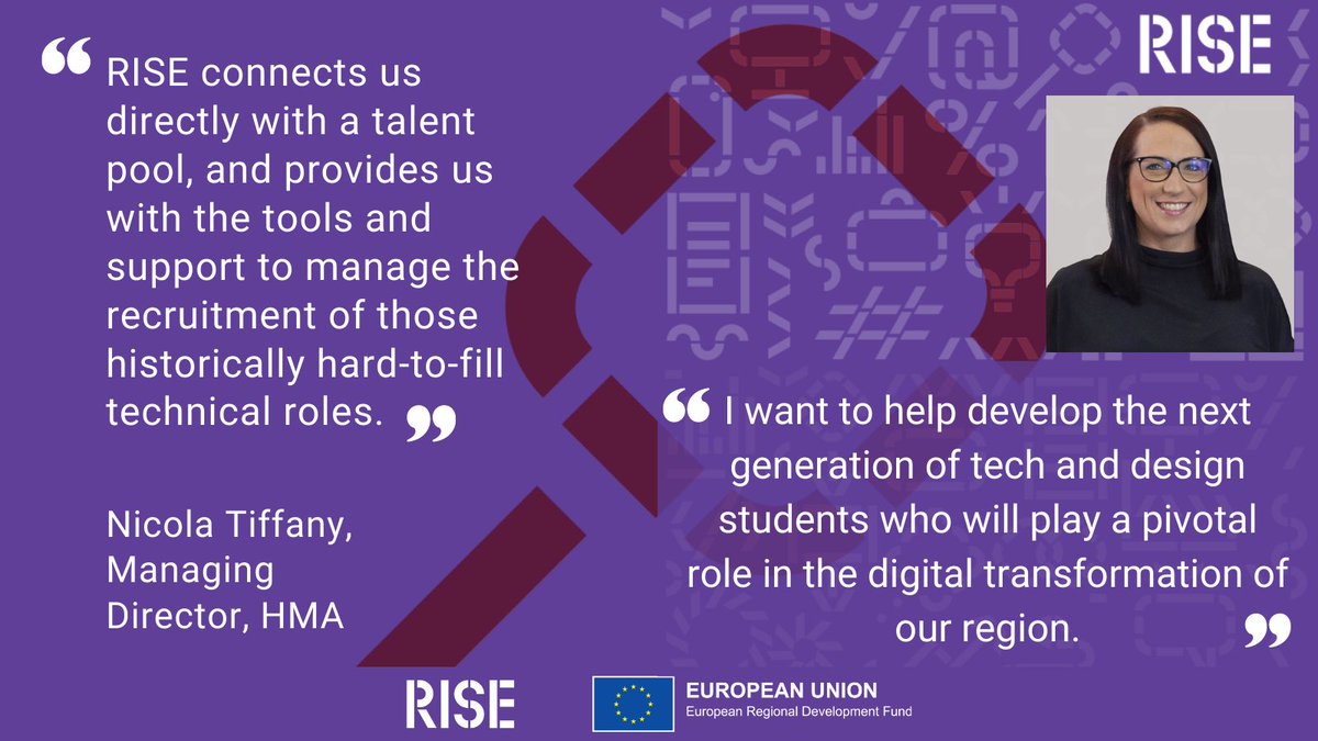 RISESCR's tweet photo. If you are an #SME in the Sheffield City Region looking for talented #graduates to help grow your business, why not let the RISE team support you! Don't just take our word for it, here's what Nicola Tiffany, Managing Director at HMA had to say! https://t.co/S8gDiQitvC https://t.co/CGEqzh2DLs