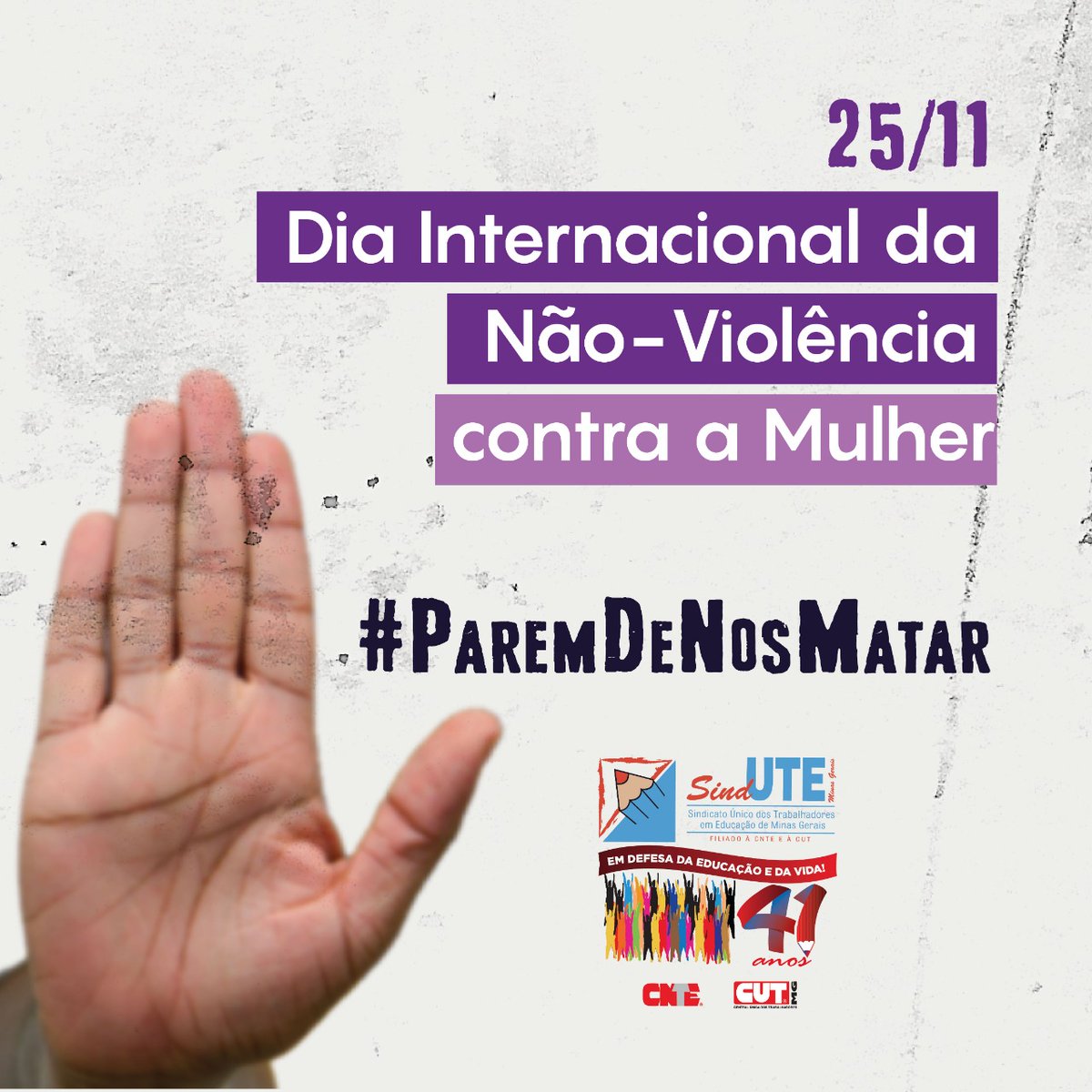 sinduteoficial's tweet photo. Neste dia 25 de novembro - Dia Internacional da Não-Violência Contra a mulher o Sind-UTE/MG levanta sua voz para dizer: BASTA!✋🏾
#PareDeNosMatar
Saiba mais: https://t.co/SgoltNYKrA
@thiagoavilabr @mylaura_m @safbf @BiaCerqueira_ @Sindutevicosa @RogerioCorreia_ https://t.co/eBt9u4jPvb