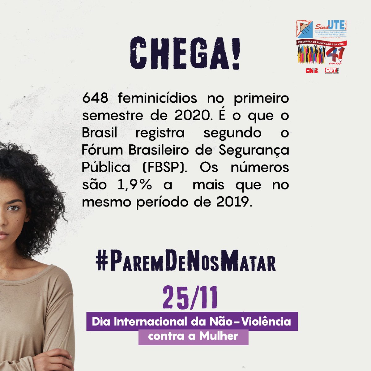 sinduteoficial's tweet photo. Neste dia 25 de novembro - Dia Internacional da Não-Violência Contra a mulher o Sind-UTE/MG levanta sua voz para dizer: BASTA!✋🏾
#PareDeNosMatar
Saiba mais: https://t.co/SgoltNYKrA
@thiagoavilabr @mylaura_m @safbf @BiaCerqueira_ @Sindutevicosa @RogerioCorreia_ https://t.co/eBt9u4jPvb