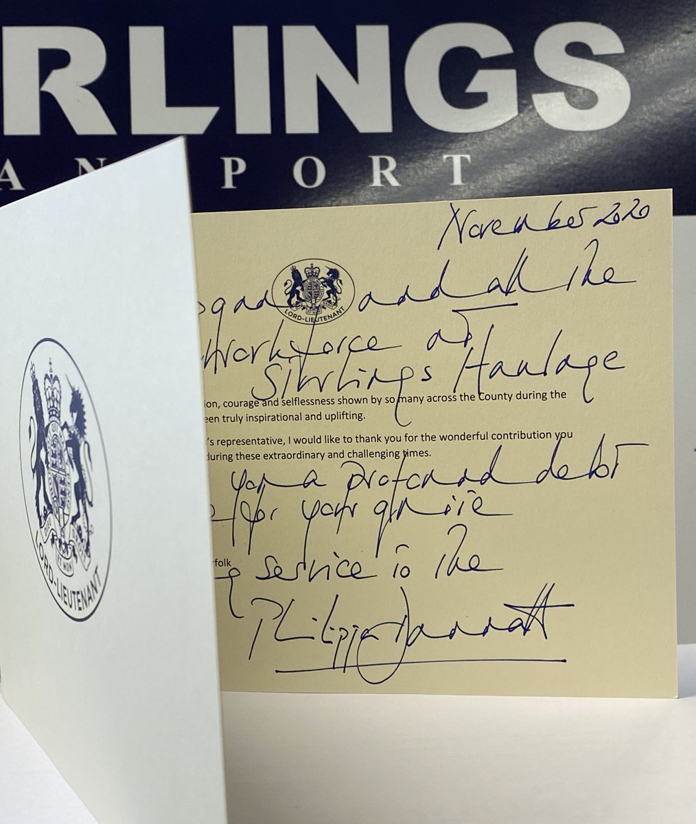 StarlingsTrans's tweet photo. So pleased for the teams at Nth Walsham &amp; Gt Yarmouth to receive a note from @lord_lieutenant of #Norfolk recognising their efforts throughout the pandemic. Well done all in the office, those driving nights, long distance and in @OurTPN. Keep up the good work &amp; stay safe. https://t.co/sYHGC7CjNs