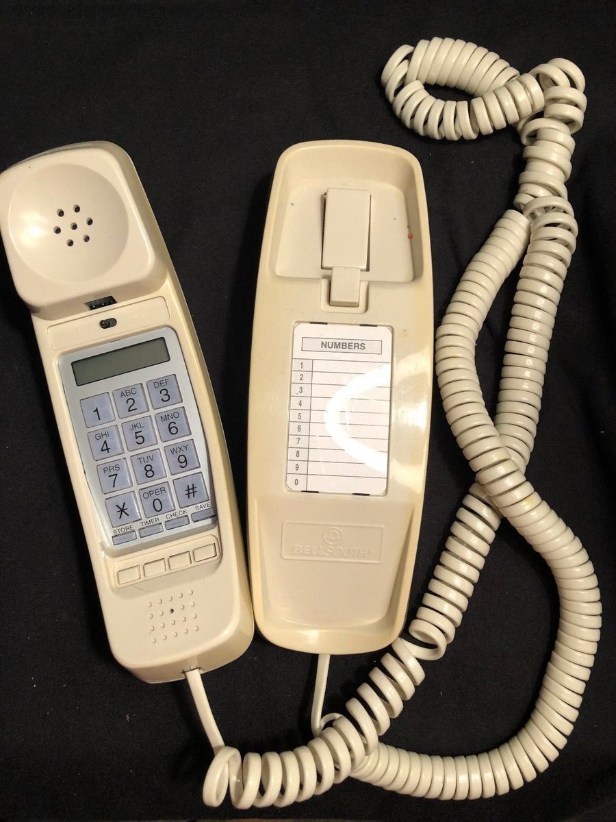When we finally got our own extension (not separate phone line, mind you) upstairs, we got one of these with super long wires and cords. We weren’t allowed to lay in bed during phone calls lol. But we loved this trimline phone. Ours was white.