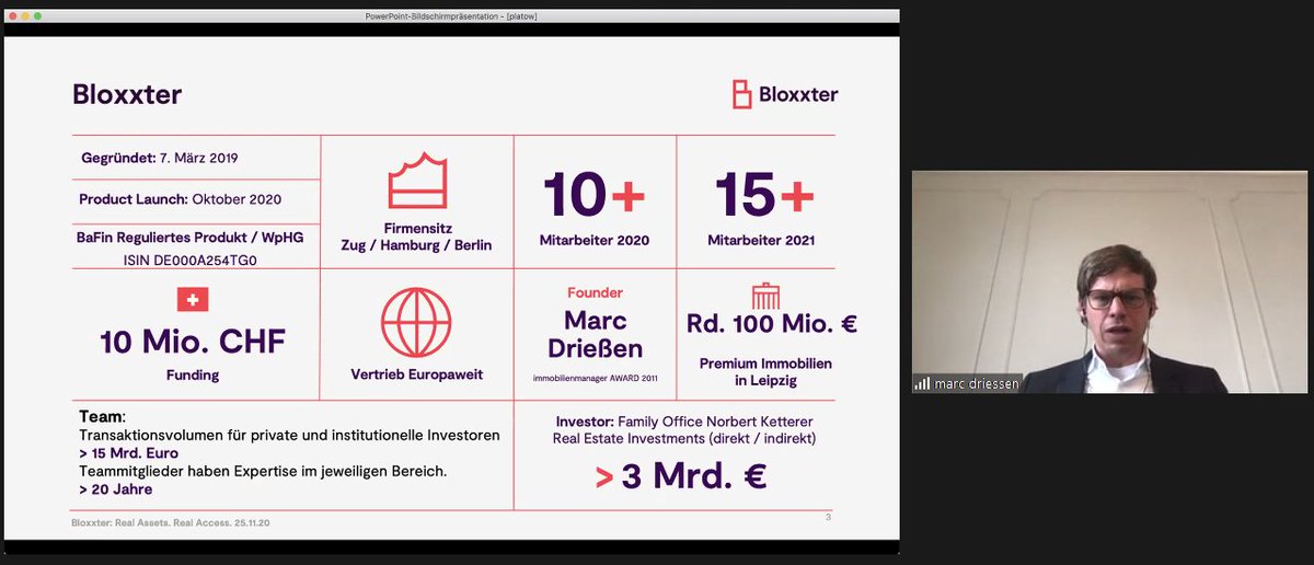platowverlag's tweet photo. Das Start-Up @we_are_bloxxter ermöglicht das digitale Investieren in Sachwerte. Marc Drießen, CEO, will das sonst eher sperrige Real Estate Investment leicht zugänglich machen. #RealEstate #PLATOWFORUM https://t.co/HxgEIyMuf5