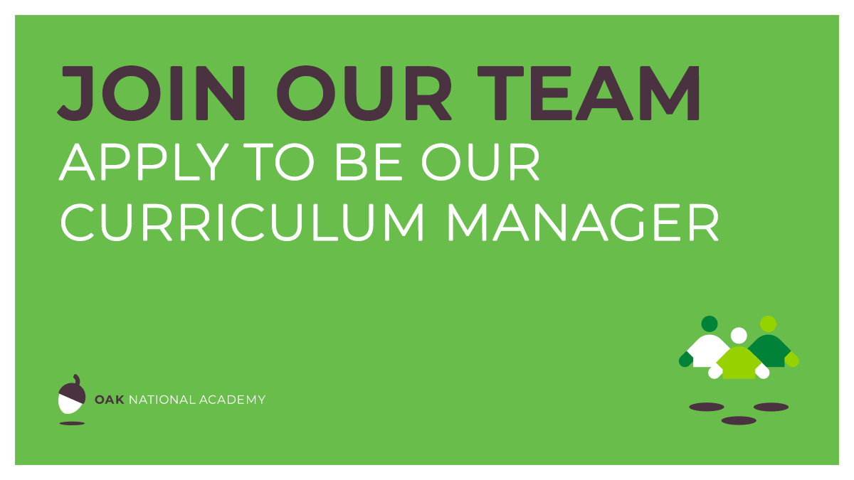 OakNational's tweet photo. We have another exciting opening this month! We're now looking for a Curriculum Manager to help us keep shaping the #LearnWithOak experience.  💻 

Share your passion with us and apply 👉  https://t.co/wofnryr8TZ https://t.co/oj2D5EPUV6