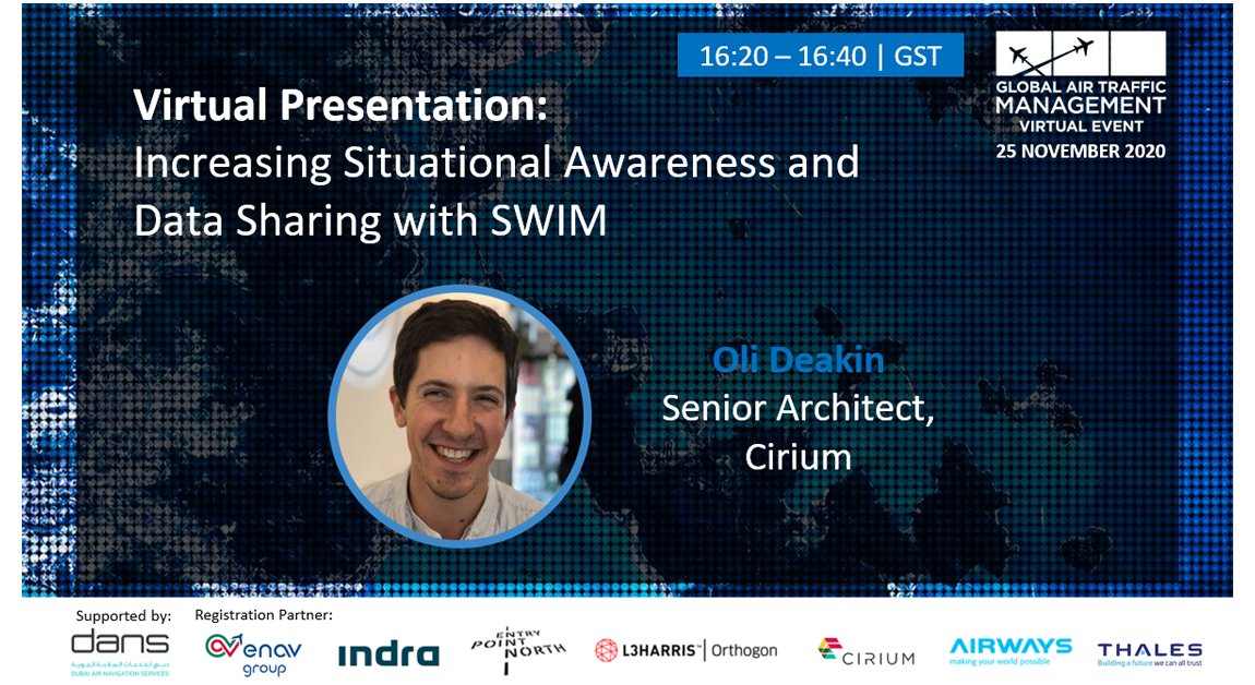 GlobalAirTM's tweet photo. Hear from @cirium’s Oli Deakin at 16:20 GST as he presents how implementing System Wide Information Management can provide stakeholders with accessible agile information to facilitate decision-making. #SWIM #GATM2020 https://t.co/P4WguCI0oc