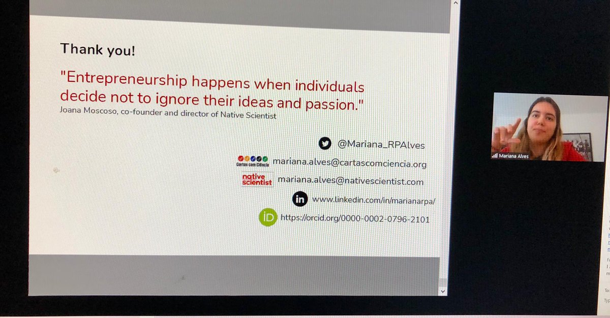 NativeScientis1's tweet image. On the 24th of November Native Scientist was at the 2nd Edition of @BioRoom2 2020. Thanks @Mariana_RPAlves
 for our representation!