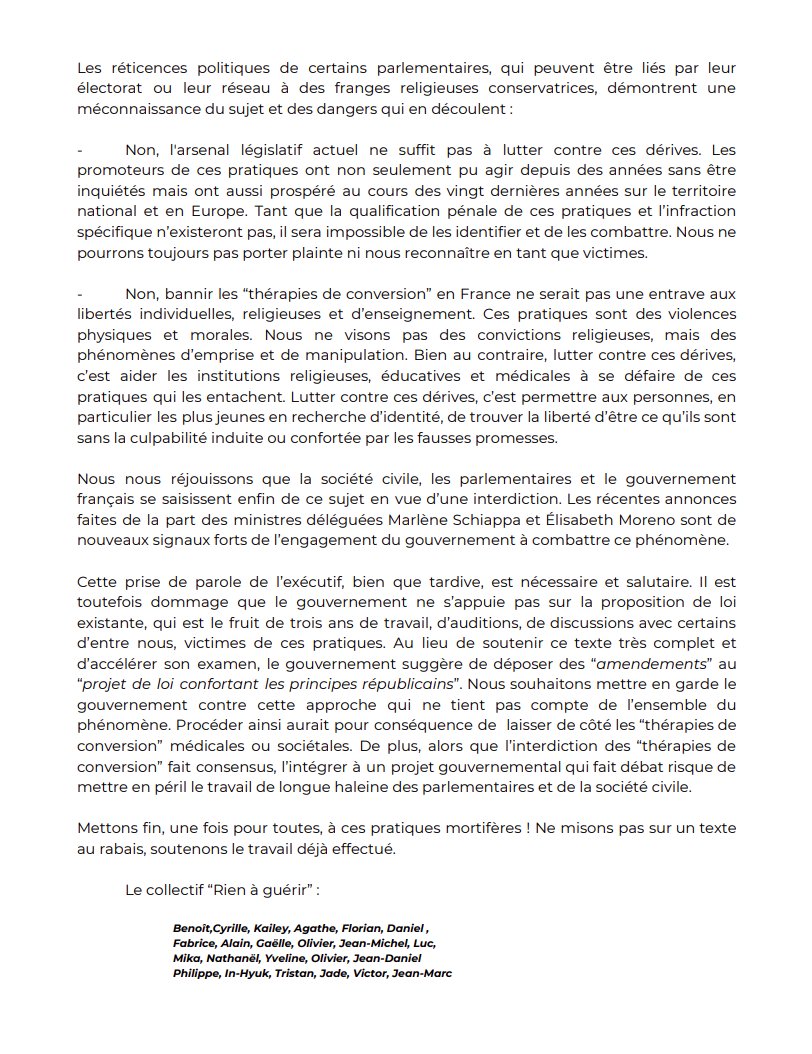 TheSiward's tweet image. Nous, 23 réscapés de #ThérapiesDeConversion du collectif "RIEN À GUÉRIR", exhortons le @gouvernementFR @JeanCASTEX @EmmanuelMacron à soutenir la proposition de loi, seul texte efficace aujourd'hui pour éradiquer ces tortures en 🇫🇷.
📰@lemondefr🖊️
THREAD⤵️