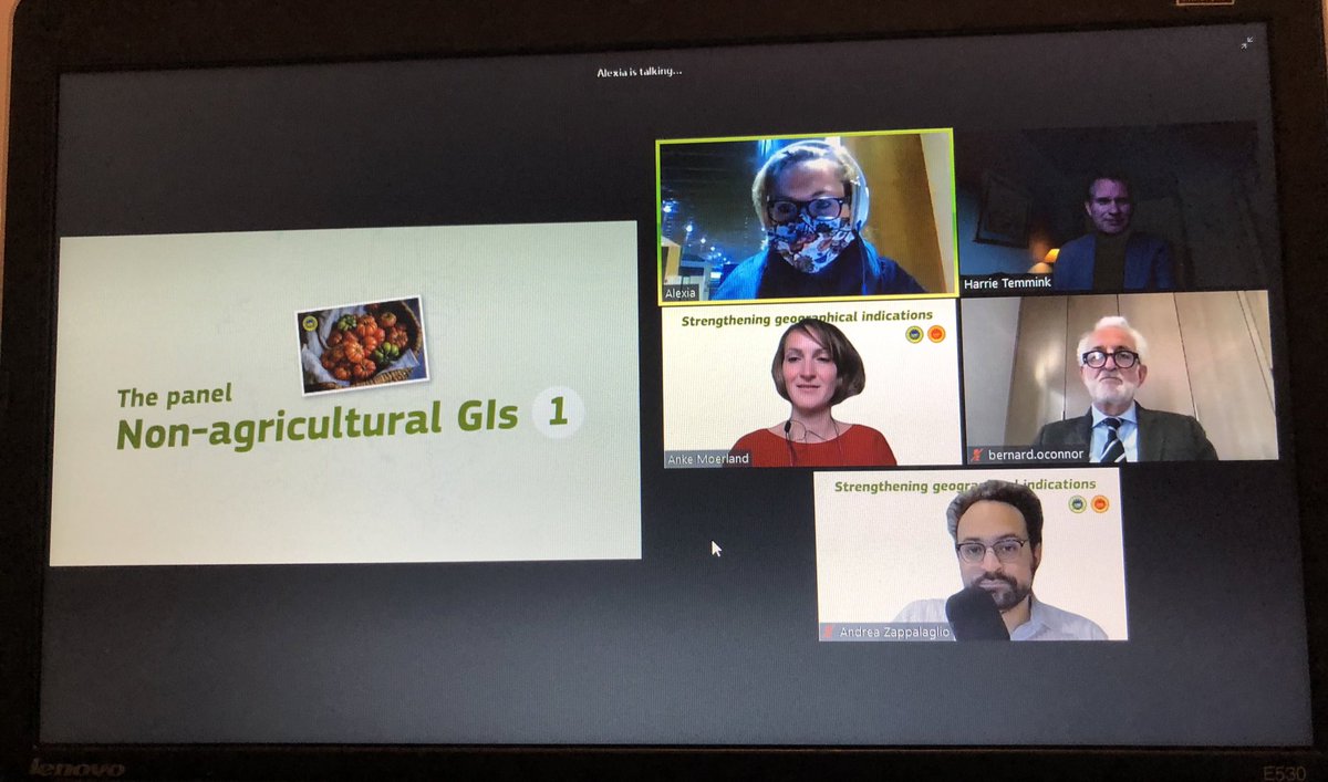IdaPuzone's tweet photo. Interesting panel discussing #Geographicalindications protection for non-agricultural products at the #EU level #GI2020 https://t.co/0orTu1cOpX