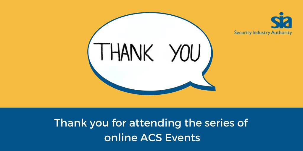 SIAQuality's tweet photo. Today was our final online #ACSEvent - Thank you to all the approved contractors who attended the webinars in our series. Look out for helpful information and guidance from the event in your next monthly newsletter ACS Update #SIAQuality https://t.co/gea67eusyx