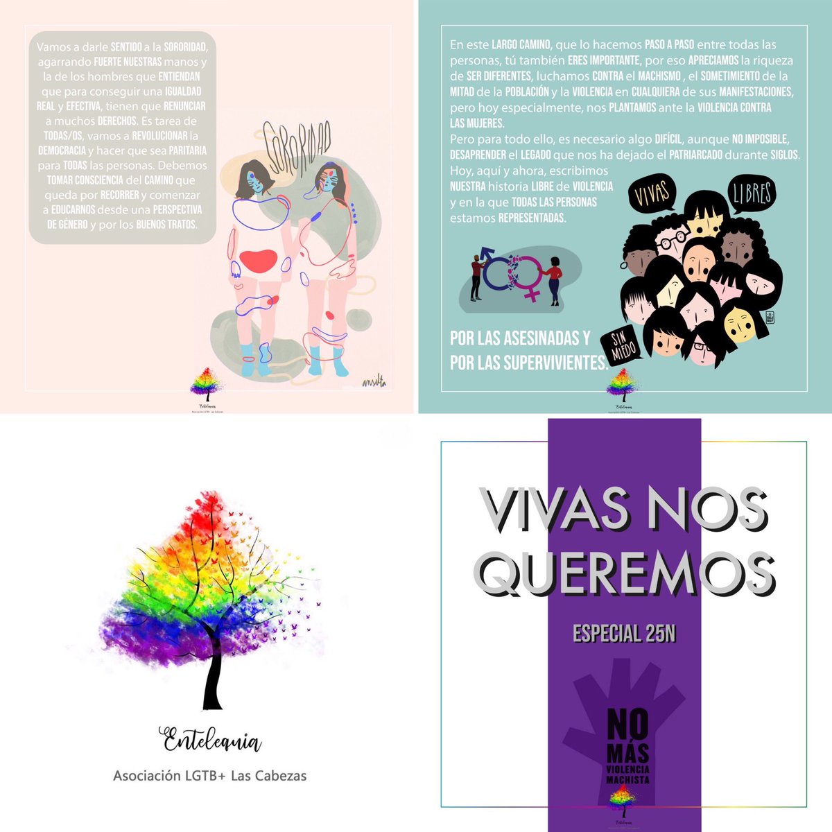 Hoy 25 de noviembre es el Día Contra la Violencia de Género. Desde Entelequia queremos denunciar ésta lacra social que tan presente está aún en el siglo XXI.
💜VIVAS NOS QUEREMOS. Por las asesinadas y por las supervivientes.💜
#diacontralaviolenciadegenero 
#niunamenos #25Nov