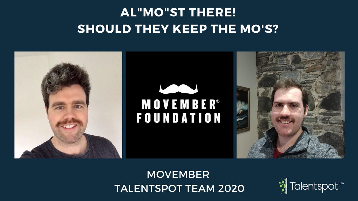 TalentspotTech's tweet photo. Brilliant work by the team so far. The Mo's are starting to grow on us, should they keep them? 
@movemberireland

@movemberireland
@movember
 #prostatecancerawarness #mentalhealth #menshealth #mentalhealthawarness https://t.co/qXEwIxzG0e