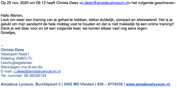 buroschoolwerk's tweet photo. Een mooi bericht na de online workshop "Samenwerken met een puber: hoe dan?" die wij gistermiddag verzorgden.
#studiedag #workshop #onlinewerken #onderwijs #puber https://t.co/tuvjkc0nX2