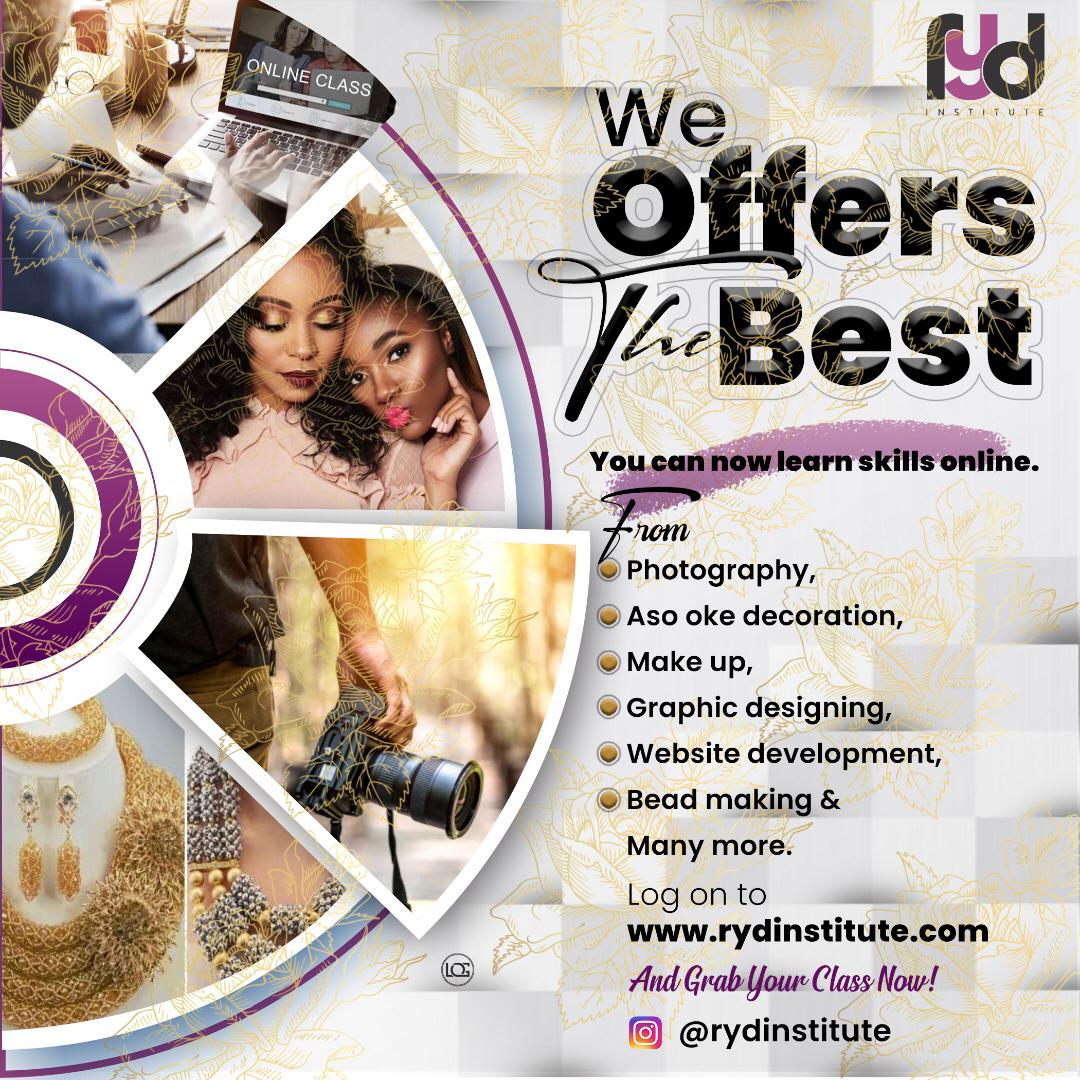 preshdeyforyou's tweet image. One thing that can never go wrong is SKILL ACQUISITION. Your certificate or book knowledge alone can not make u self sufficient or independent.

RYD institute offers a wide array of skill acquisition to choose from. u can learn at your convenience. 

VISIT rydinstitute.com