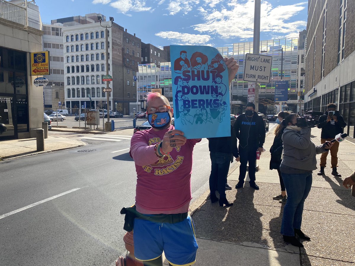 JPeters2100's tweet image. A small group of protestors has gathered outside of the ICE Field Office on 8th Street to Protest Family Deportation - specifically the fast tracked deportation of 28 families. #phillyprotests