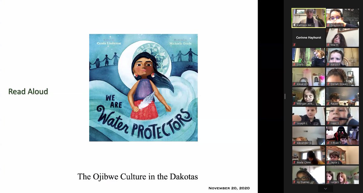 "We Are Water Protectors" was yesterday's Zoom read aloud in honor of National Native American Heritage Month in November.