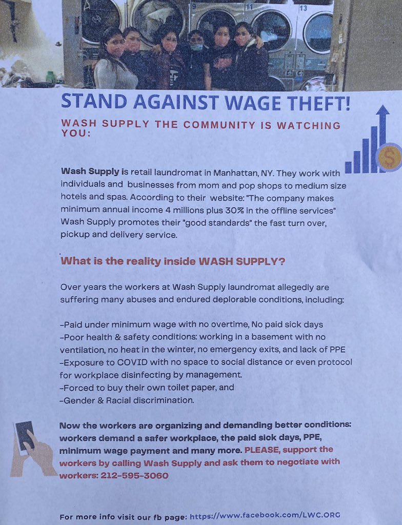 GCAdjuncts's tweet photo. LAUNDROMAT WORKERS, WE ARE WITH YOU! #LavanderasAlPoder #LaundryPower #WorkerPower #Racism #GenderBasedViolence #SolidarityForever #WeAreTheUnion https://t.co/bIv9WV1k7h