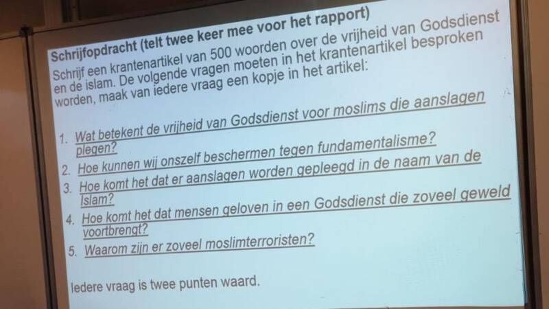 Het protestante Visser 't Hooft Lyceum in Leiden, dat afgelopen week de anti-islamitische schrijfopdracht gaf aan de derde klas van de VWO, zegt nu afstand te nemen van de opdracht. Wat vinden jullie hiervan? buff.ly/339EP69