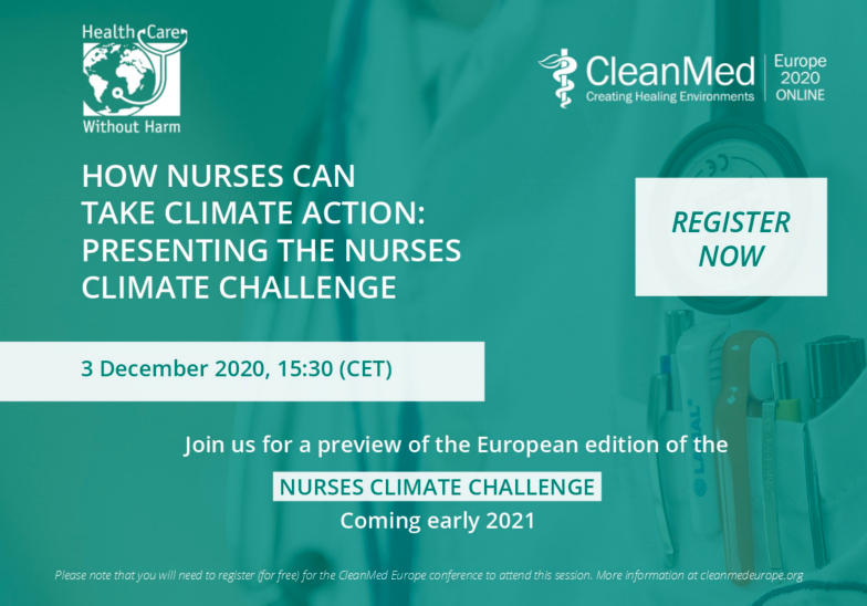enviRN's tweet photo. You're invited! Join @RNClimateChal & @HCWHeurope on December 3rd @ 1530 CET for a sneak peak at the #NursesClimateChallenge Europe that will be launching in early 2021!! Register for FREE here: https://t.co/7L2TtcvbVn. @ICNurses https://t.co/mhUF3lycor