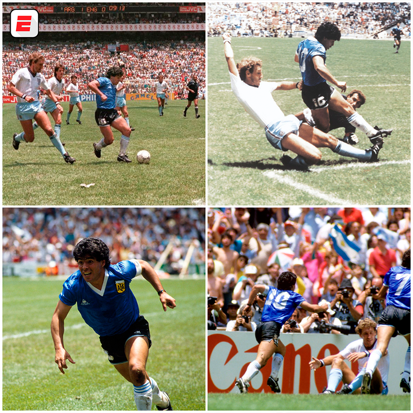 ESPNArgentina's tweet photo. "Ahí la tiene Maradona, lo marcan dos, pisa la pelota Maradona, arranca por la derecha el genio del fútbol mundial, deja al tercero y va a tocar para Burruchaga... ¡Siempre Maradona! ¡Genio! ¡Genio! ¡Genio! Ta-ta-ta-ta-ta-ta-ta-ta... ¡Goool, Goool!"

Nunca te olvidaremos, Diego. https://t.co/TCWH52zQCp