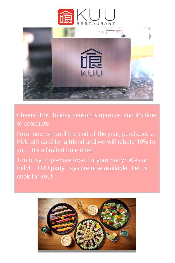 10% rebate on Gift Card purchase - mailchi.mp/kuurestaurant/…