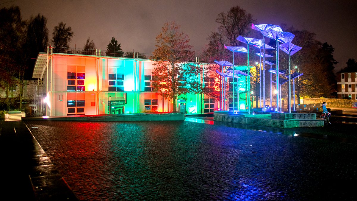 oxford_brookes's tweet photo. Bright and merry. The lights are switched on here and throughout the city 🎄 #OxLightFest20 #BeTheLight https://t.co/QcFHmOF987