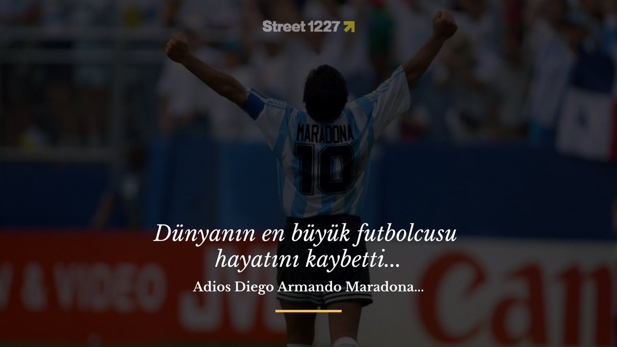 Şimdi ‘dünyanın en iyi futbolcusu kim?’ sorusunu sorabilirsin. O en iyisiydi, hayatını kaybetti.

Adios Diego Armando Maradona.

#Maradona