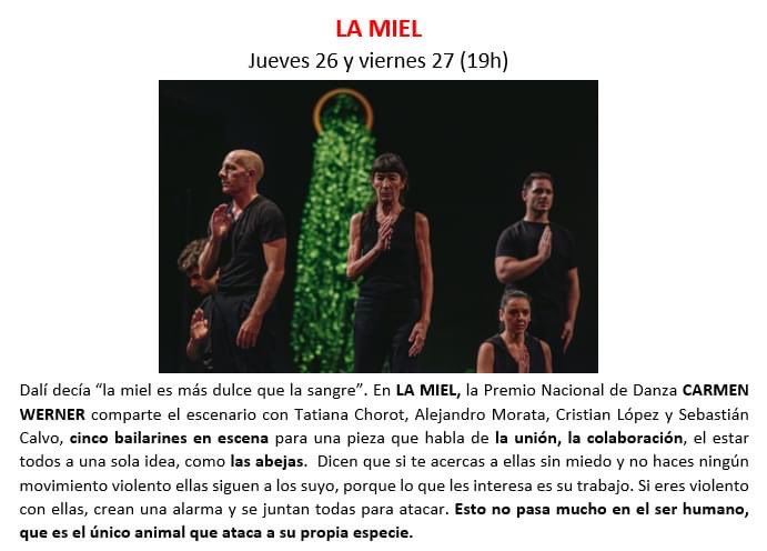 teatroestacion's tweet photo. Ciclo Órbita #Danza en @teatroestacion. Jueves 26 y viernes 27 “La Miel” con @provisionaldanz a las 19h. @danzatrayectos @AragonesTeatro https://t.co/dVdS1HN5nD