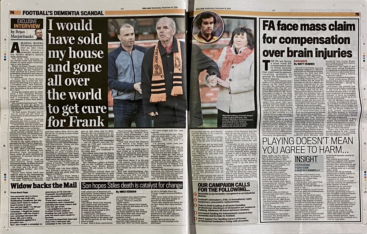 The connections between professional sports, concussion and compensation continue to create discussion on how to determine a safe level of activity in contact sports.
Read my thoughts on concussion in football in the Scottish Daily Mail.