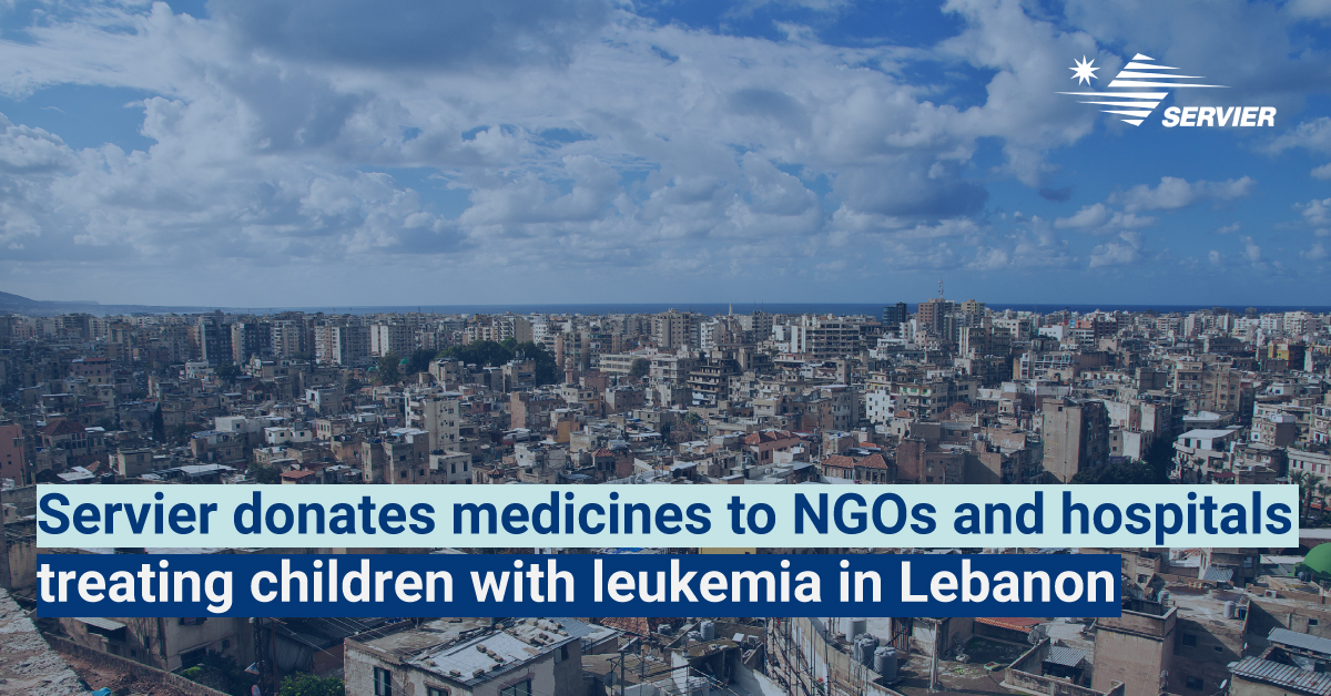 Servier's tweet photo. We have  donated #medicines to families in need in #Lebanon 🇱🇧. This humanitarian project is part of our response in Lebanon at this time of #crisis, to #support children suffering from acute lymphoblastic #leukemia (ALL). #Cancer #COVID https://t.co/5w6WP94FKp
