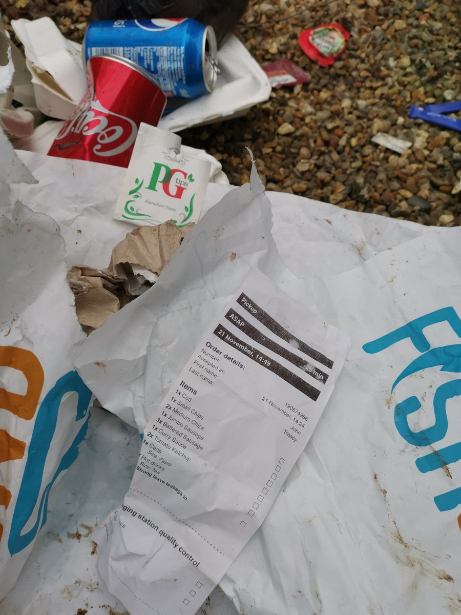 TriathlonKim's tweet photo. Dear John Treacy,

I am confused by your beverage choice with Fish&amp;Chips, a cup of Tea?

Your litter picker, 
Kimberley

📍 Burnham Thorpe, Norfolk https://t.co/dSPRJL7KV0