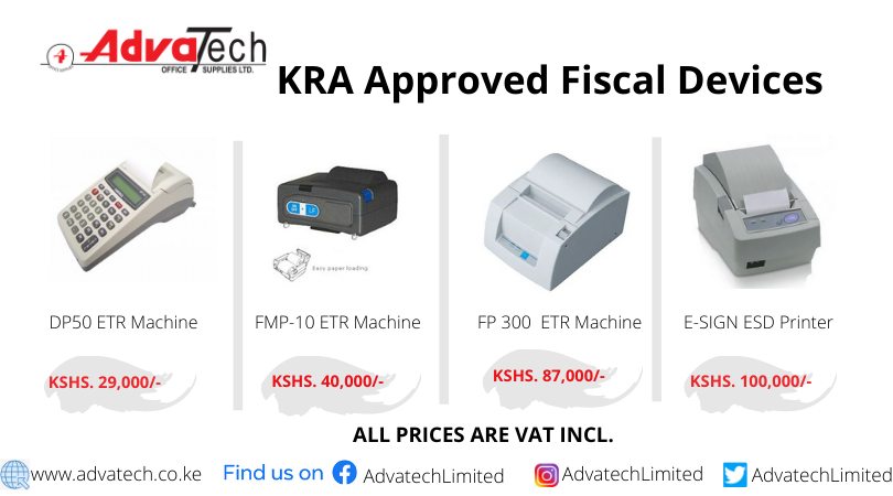 AdvatechLimited's tweet photo. Have you just started your business &amp; looking for a reliable &amp; approved ETR Machines dealer? Worry no more, for all #FiscalDevices and #POS needs, @AdvatechLimited got you covered. We offer reliable and efficient KRA approved fiscal devices for your business at affordable rates. https://t.co/5T3Bss1AQd