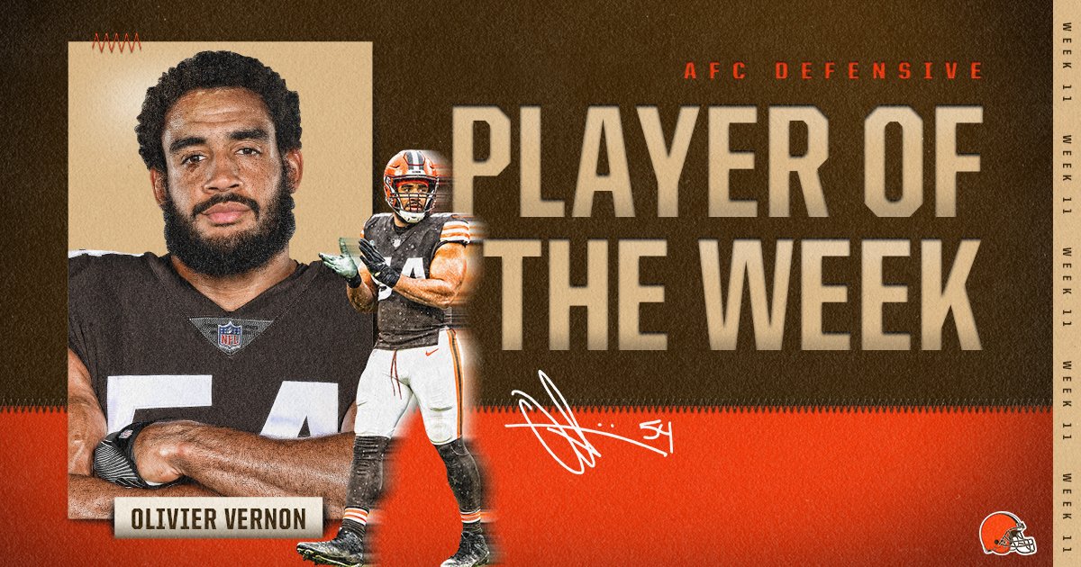 Your Week 11 AFC Defensive Player of the Week: @oliviervernon54 💪
RT to congratulate OV!
📰 » https://t.co/eFhsgfARSA https://t.co/1fxFbApZLX