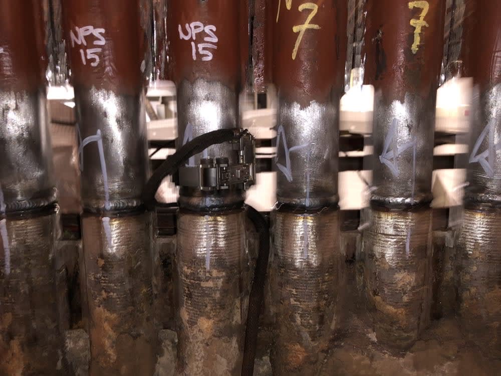 Axis NDT can provide Phased Array Inspection to a wide range of plant and equipment. Here is an image of a new boiler wall panel butt weld. The existing panel was inconel clad, so a single sided scan was performed. #AxisNDT #PhasedArray #Inspection #NDT