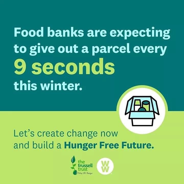 WWLindsay's tweet photo. Give your voice to a Hunger Free Future.
This winter, food banks in the Trussell Trust network are expecting to give out an emergency parcel every 9 seconds. Please encourage your friends and followers to donate, if they are able. https://t.co/c9u5FLXshN