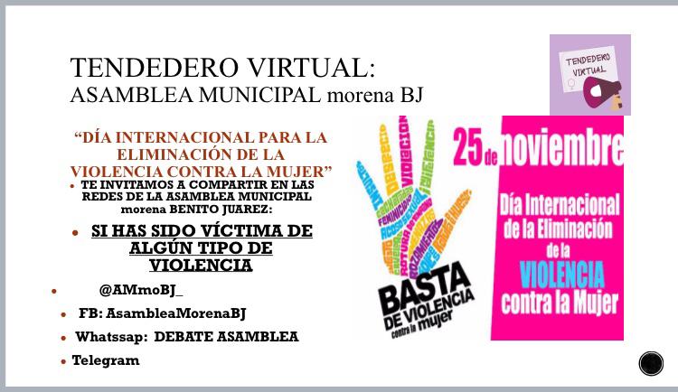 AMmoBJ_'s tweet photo. ♀️ Haz una propuesta para contribuir a erradicar la violencia contra las mujeres en nuestra Alcaldía

♀️ Utiliza el HT: #25Nov2020 y no olvides arrobar nuestra cuenta @AMmoBJ_ 

#NiUnaMenos 
#NiUnaMas https://t.co/wvx3FvssSR