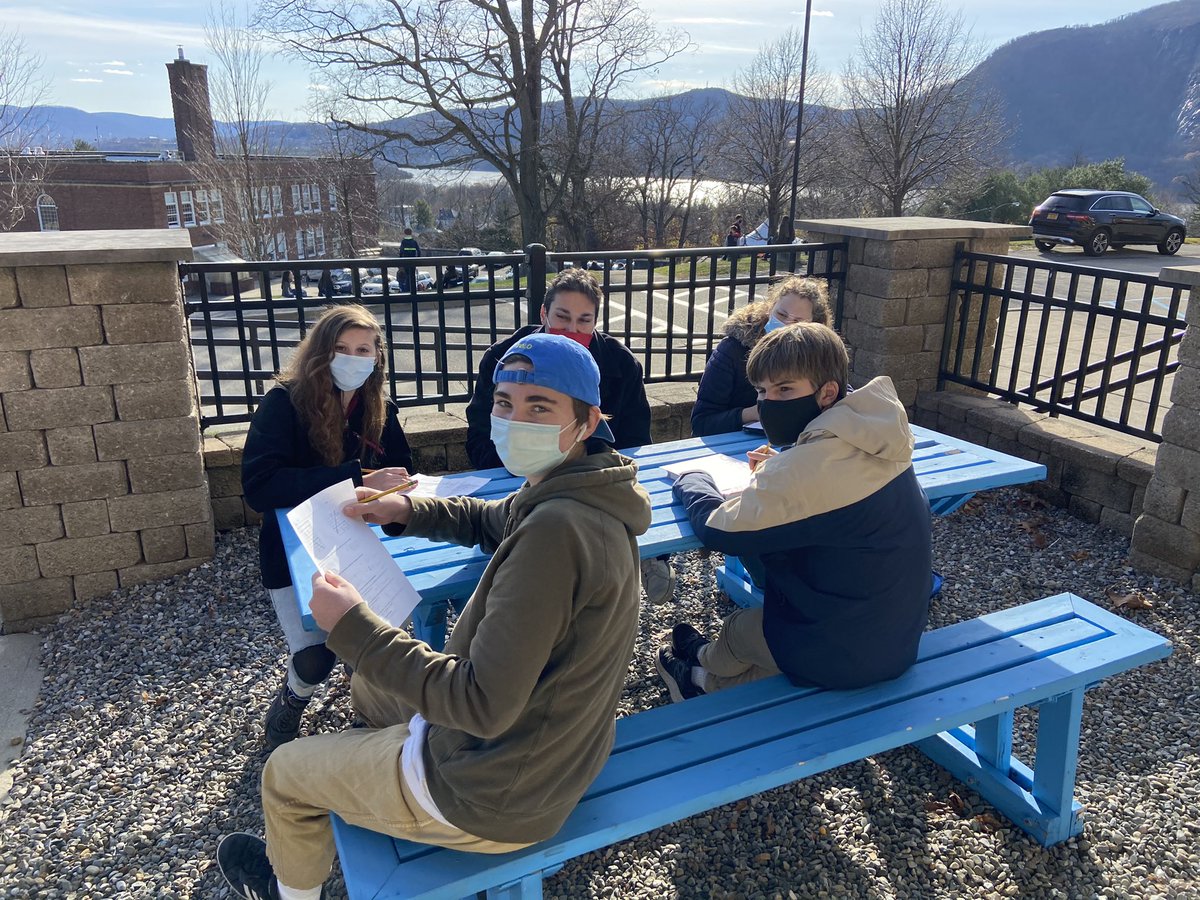 Outdoor station-based high school math. TY late November for providing the appropriate weather. TY Haldane Faculty for being amazing. TY Philipstown for staying safe. #grateful #HappyThanksgiving <a href="/HaldaneSchool/">Haldane Central School District</a>