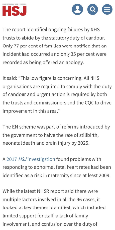 mandatenow's tweet photo. @Richard_Scorer Duty of candour doesn't work. It applies only to the management of the #RegulatedActivity i.e. Trust Boards in the NHS. It was intro'd following the recommendation of Sir Robert Francis QC. It is an expectation i.e. a pretend duty for the easily pleased @BaronessEB. See HSJ https://t.co/LJjzyeKHOb