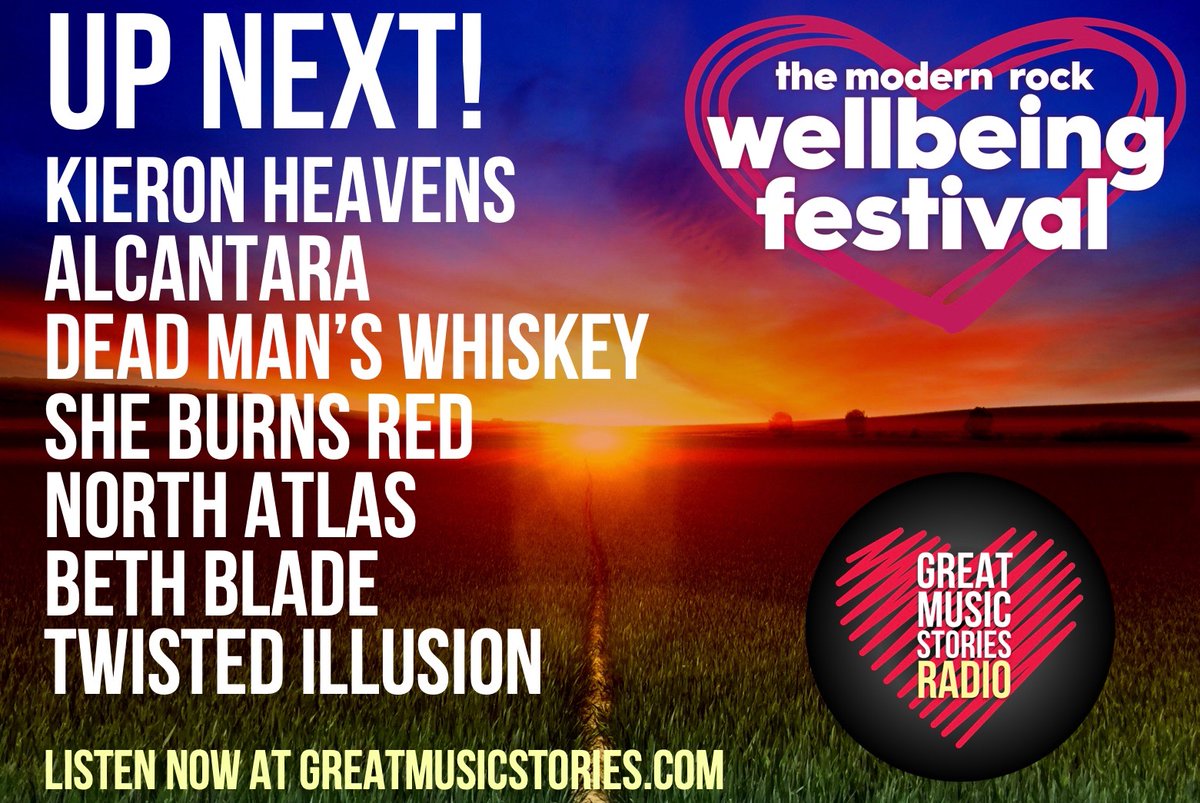 Up next - live sets from <a href="/KieronHeavens/">Kieron Michael Heavens</a> <a href="/bandalcantara/">Alcàntara</a> <a href="/deadmanswhiskey/">Dead Man's Whiskey</a> <a href="/sheburnsredband/">sheburnsred</a> <a href="/north_atlas/">north atlas</a> @BBATBDofficial @OfficialTIband - as we re-live day 2 of our August #WellbeingFest this afternoon on greatmusicstories.com - live music to cheer up a day of lockdown xx