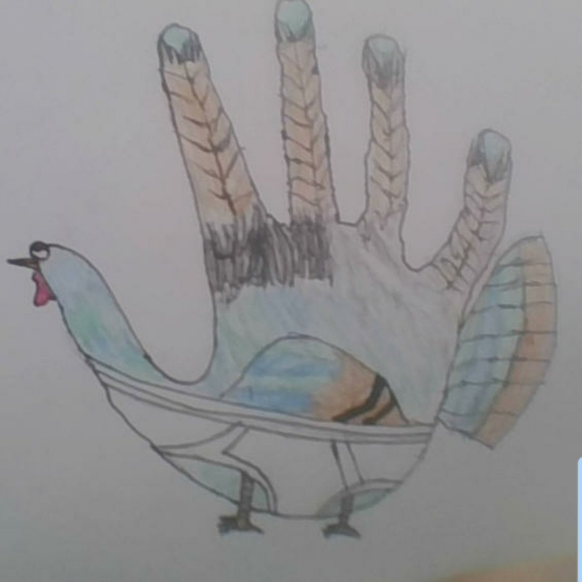 mrjewellpamsart's tweet photo. A handful of student work from #HandTurkeyTuesday
(🤣see what I did there🤣)
Today I am thankful for my students who really let their inner weirdness and creativity shine! https://t.co/49EjaNzRWF