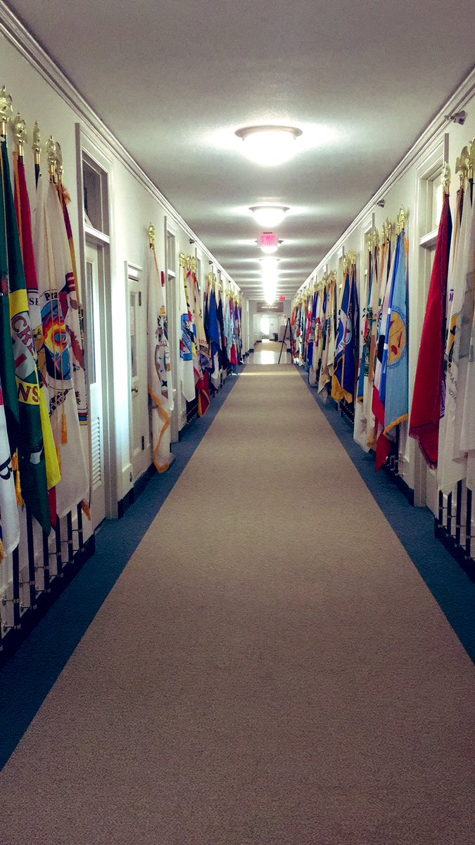 AS_IA45's tweet photo. A quiet day today @USIndianAffairs. As I look down this hallway I am so #proud that we completed our flag project, honoring the flags of our Tribal nations with permanent placement within the hallway. https://t.co/LtRyNCVqaV
