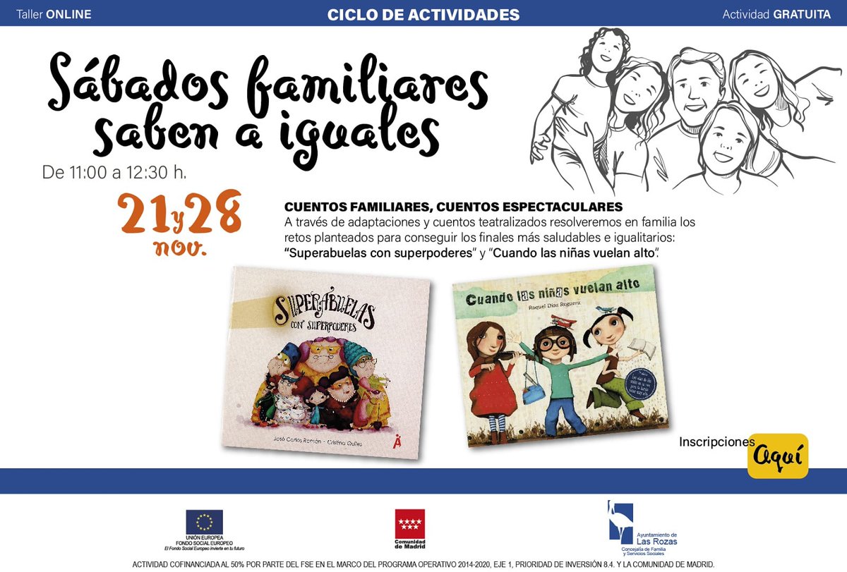 ¡Hoy os proponemos un plan gratuito para la familia! 

¿Os apetece asistir virtualmente a estos dos cuenta cuentos en familia?

Solo tienes que inscribirte en el enlace de más abajo. 

lasrozas.es/sanidad-y-serv…