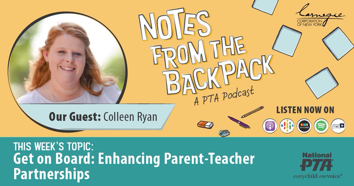 cmr41193's tweet photo. Thank you @NationalPTA for having me as a guest on your podcast #BackpackNotes! I enjoyed sharing about parent-teacher partnerships from an educator’s perspective. Listen now at https://t.co/2ARPYahuh4 https://t.co/2UkU6tgJdi