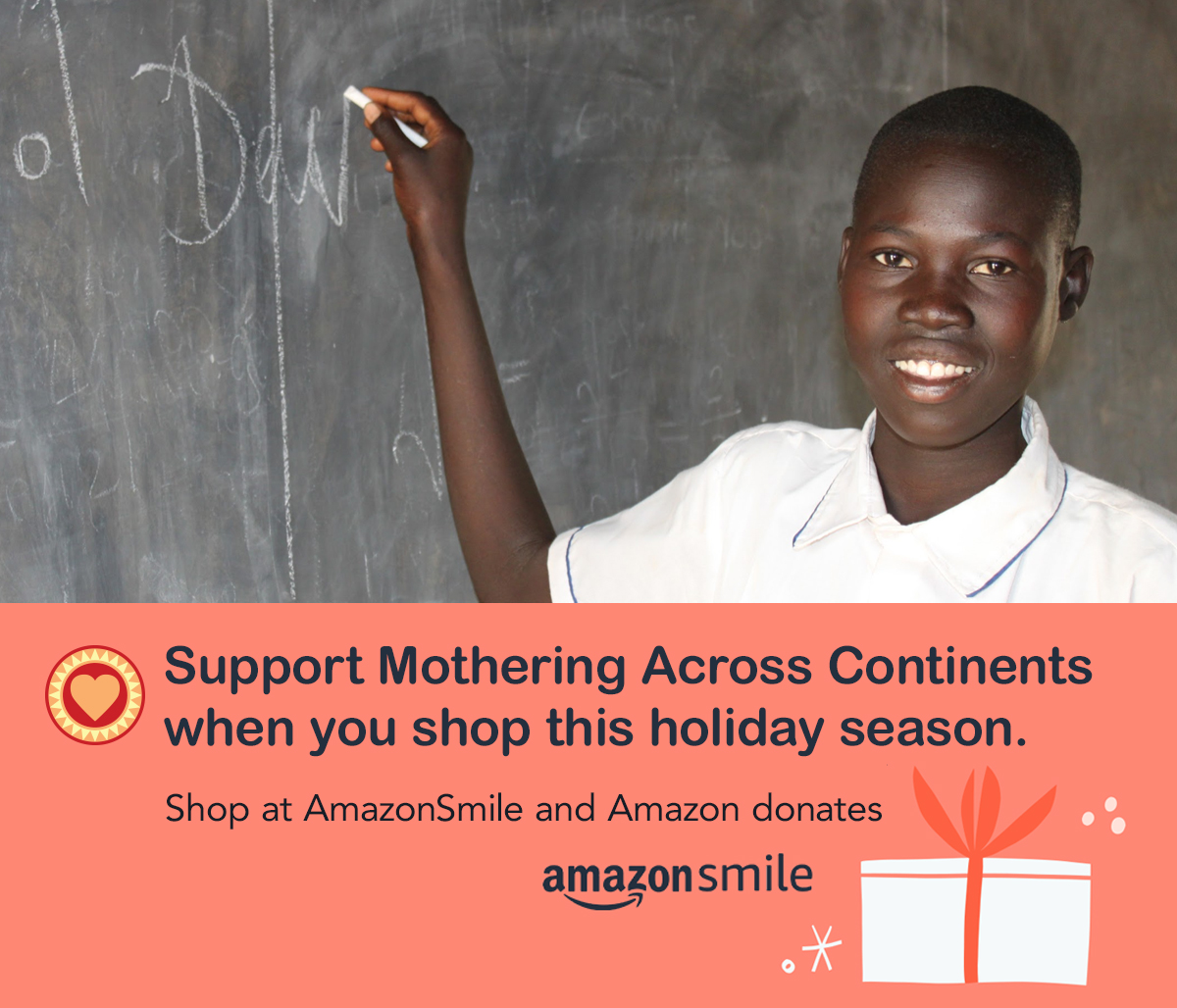MAContinents's tweet photo. This year, more people than ever will do their holiday shopping online. Share the joy of season! Shop at https://t.co/IxwLHs9wpP and AmazonSmile will donate to Mothering Across Continents (at no cost to you). https://t.co/XLnZ97DQXa