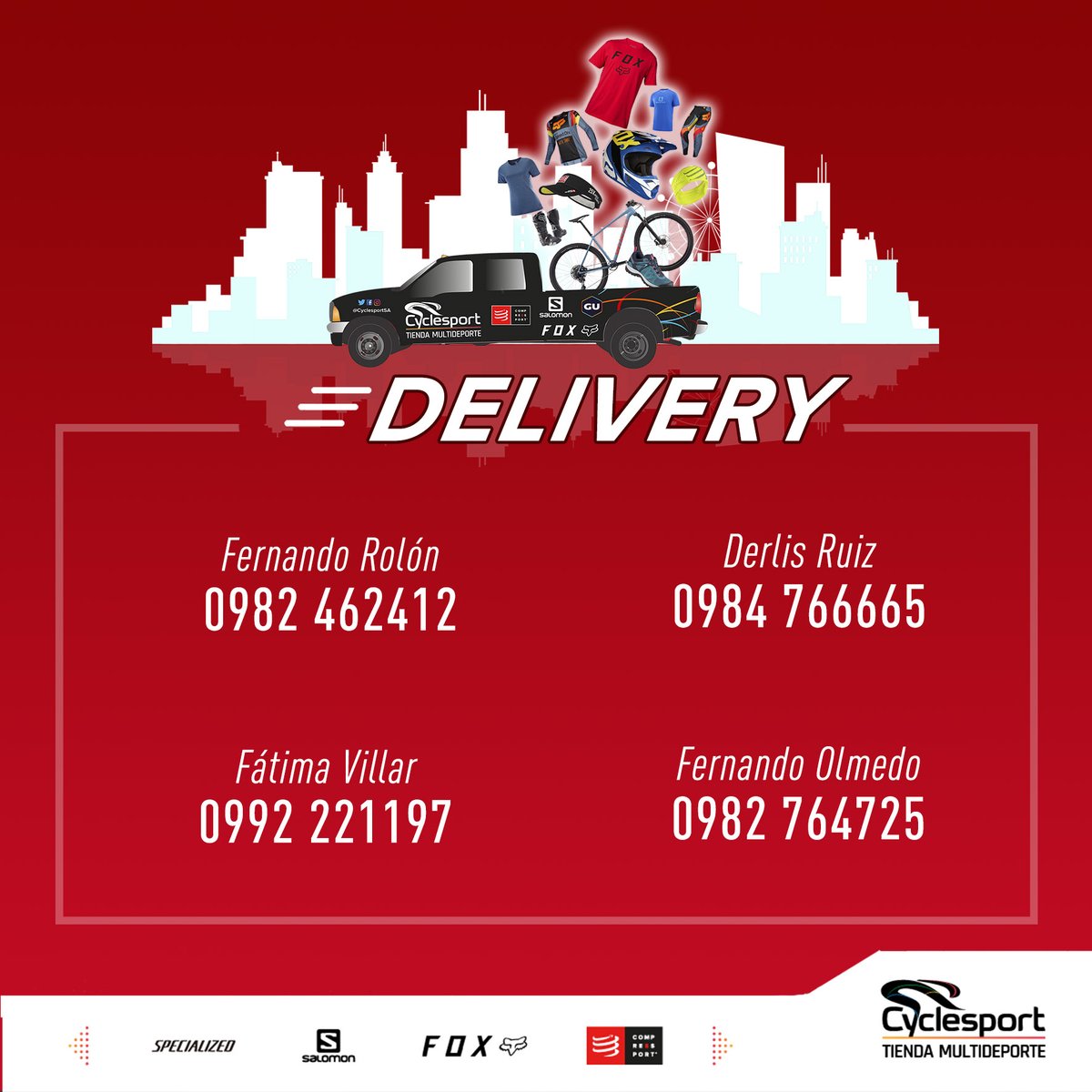 Te esperamos el 26-27-28 de noviembre en el #BlackFriday #cyclesport.
Consultas, pedidos y Delivery al 0992221197.