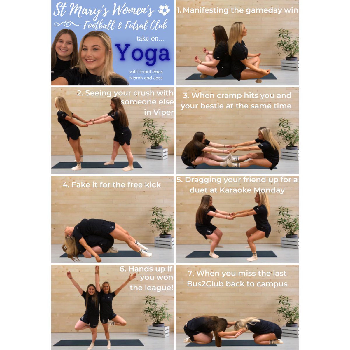 stmarys_wfc's tweet photo. 🧘St Mary’s WFC take on Yoga 🙏⠀
Here’s a few fun exercises you can do with someone you live with during lockdown 2.0! ✨
⠀
We couldn’t think of a more perfect partnership to show us how it’s done! 👭⠀
⠀
#simms #blueandwhite #yoga #lockdownexercises #trysomethingnew https://t.co/DwCOOT5RBe