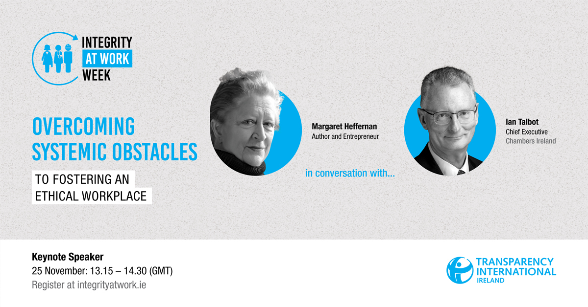 Integrity_ie's tweet image. “Whistleblowers who have a bad reputation are in fact the most loyal and dedicated employees. They raise the alarm because they care about the organisation&quot; – Author, Margaret Heffernan gives the keynote address at #IntegrityatWork Week.
