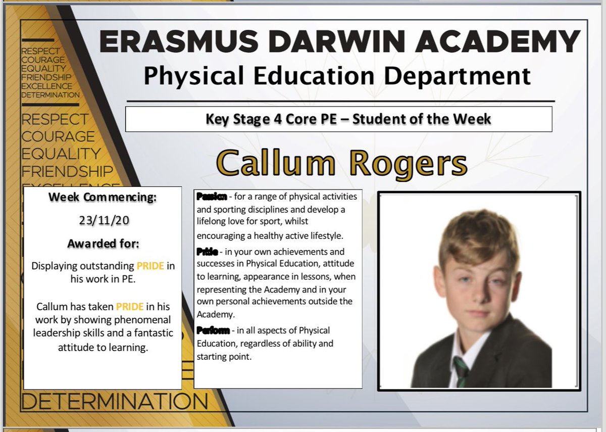 Well done to this young man. Excellent achievement Callum. We are very proud of you #weareEDA #ProudtobeEDA