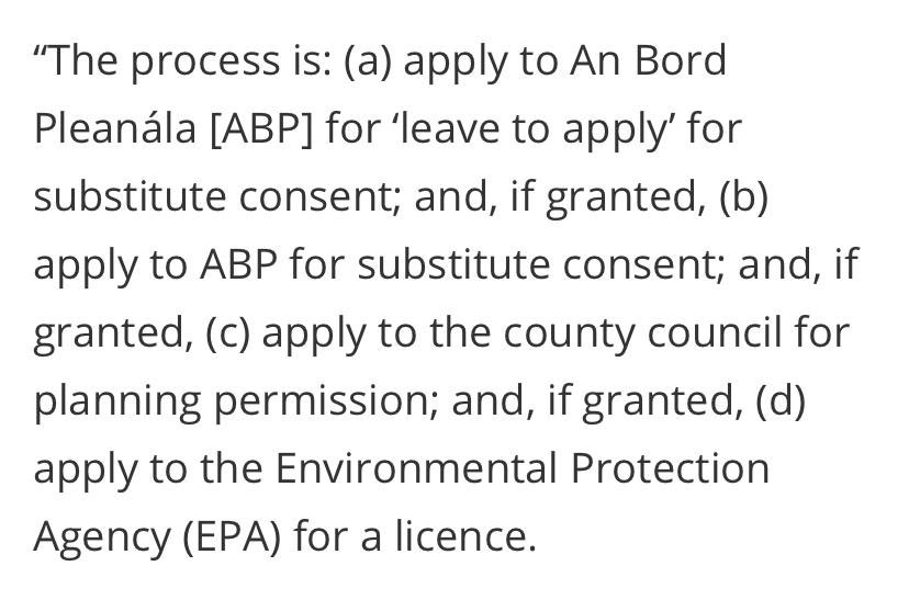 Here is a summary of what the peat companies needed to do next BNM has the licence mentioned at (d) for its bogs but none of the other peat companies do. And, as mentioned above, none of the peat companies has planning permission.
