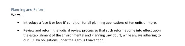 Hopefully it’s clear that w/out access to justice for NGOs peat extraction would still be “the largest unregulated land use in Europe”.But : the outgoing govt tried to restrict access to justice & the idea has not died (PfG excerpt). This will need to be watched closely!